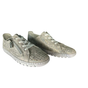 Buty damskie sneakersy Beżowe ze srebrnym połyskiem Santorio