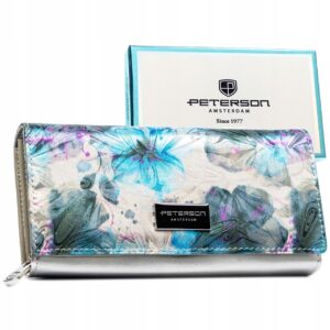 Duży Skórzany portfel Damski PETERSON niebieski PTN PX20-1-NPK/4474 BLUE