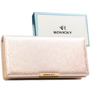 Duży Portfel Damski ROVICKY Beżowy Skóra Ekologiczna