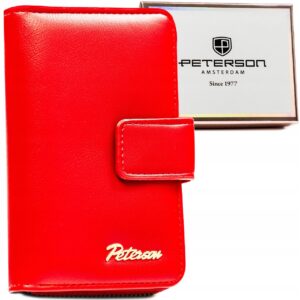 Czerwony portfel damski ze skóry ekologicznej – PETERSON PTN-POR-02-PU/7314