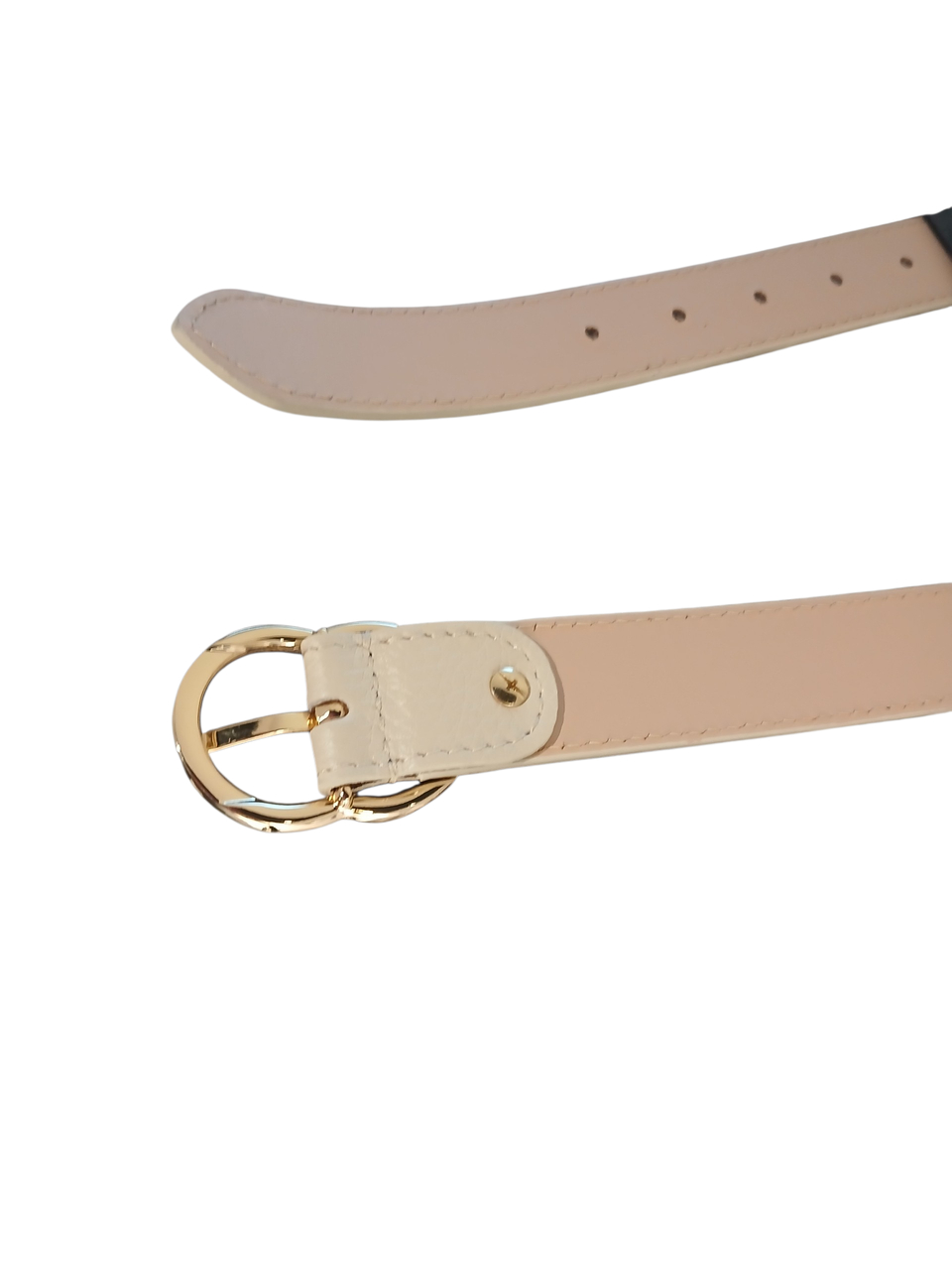 Pasek Damski Włoski skóra naturalna 115 cm Biały - obrazek 6