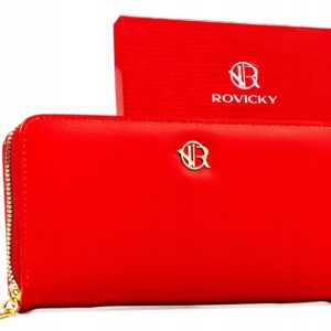 Duży Portfel damski ROVICKY czerwony ekoskóra R-PRK-01-U8-6338 red