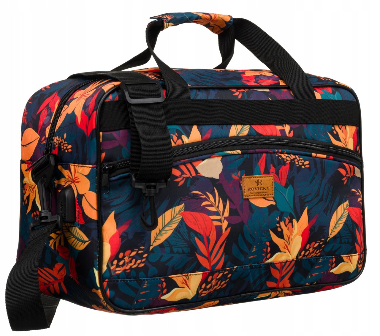 Torba do samolotu bagaż podręczny 40x20x25 cm Rovicky 20L z paskiem USB - obrazek 2