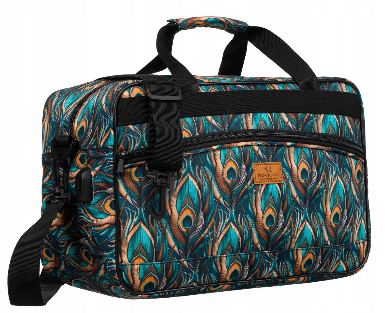 Torba do samolotu bagaż podręczny 40x20x25 cm Rovicky 20L z paskiem USB - obrazek 7