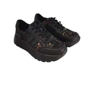 Sneakersy damskie GOODIN GD-124B czarne na platformie złote ozdoby