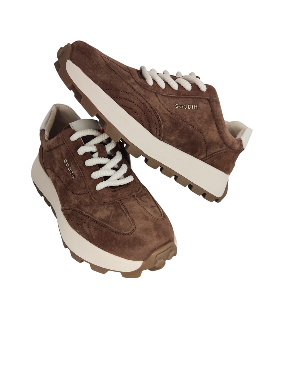 Sneakersy damskie GOODIN Brązowe skóra naturalna zamszowa - obrazek 2