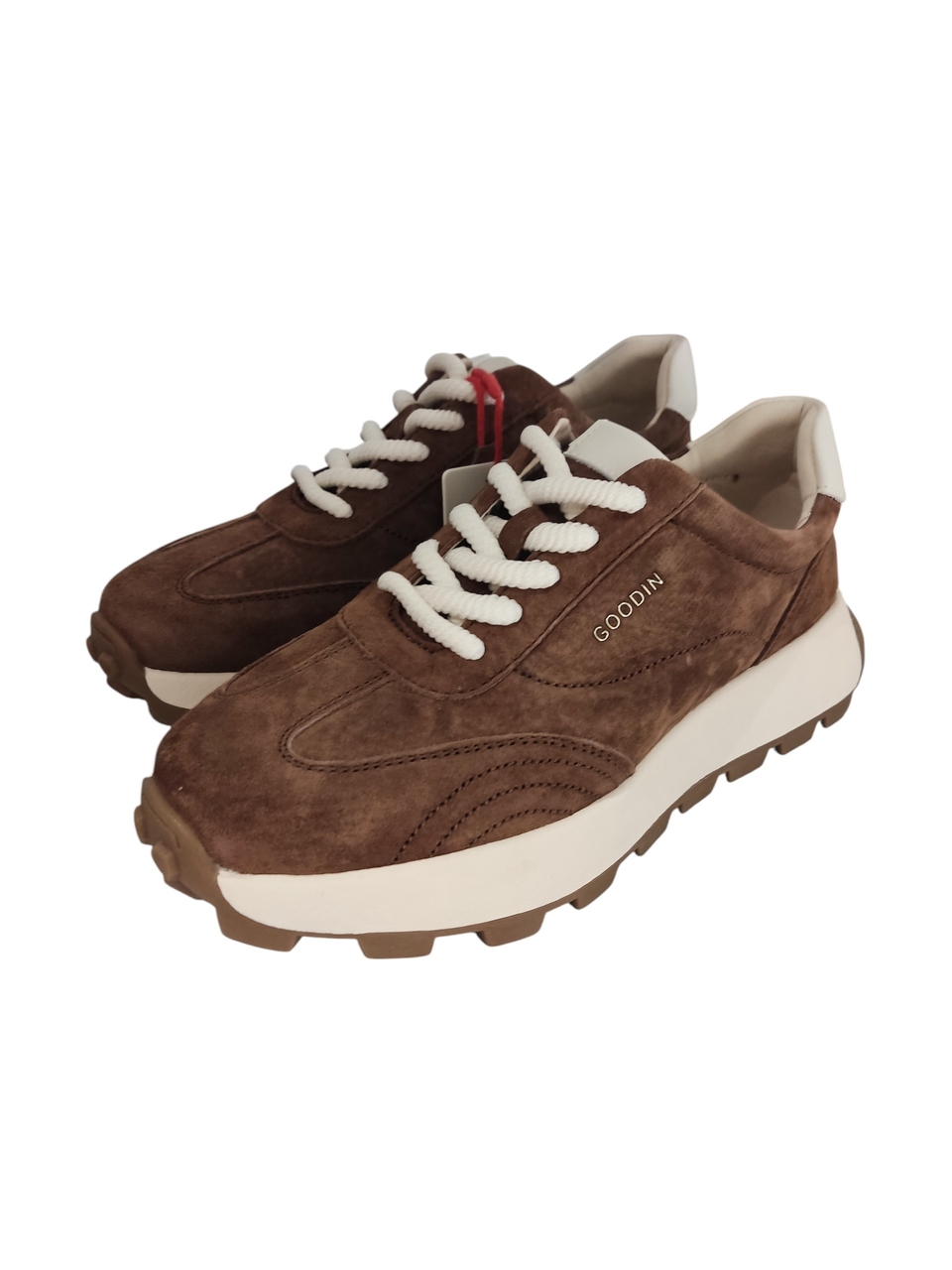 Sneakersy damskie GOODIN Brązowe skóra naturalna zamszowa - obrazek 3